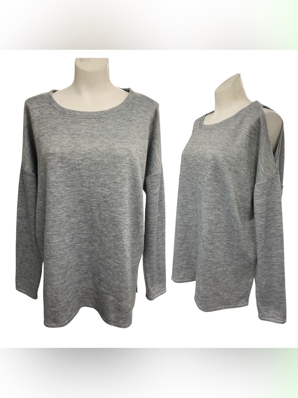 Michael Kors Gray Open-Shoulder Sweatshirt Size L